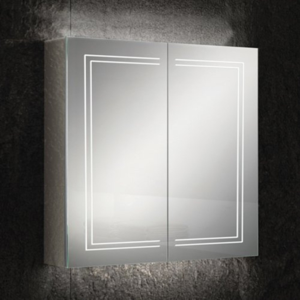 Close up product image of the HIB Edge 800mm LED Mirror Cabinet